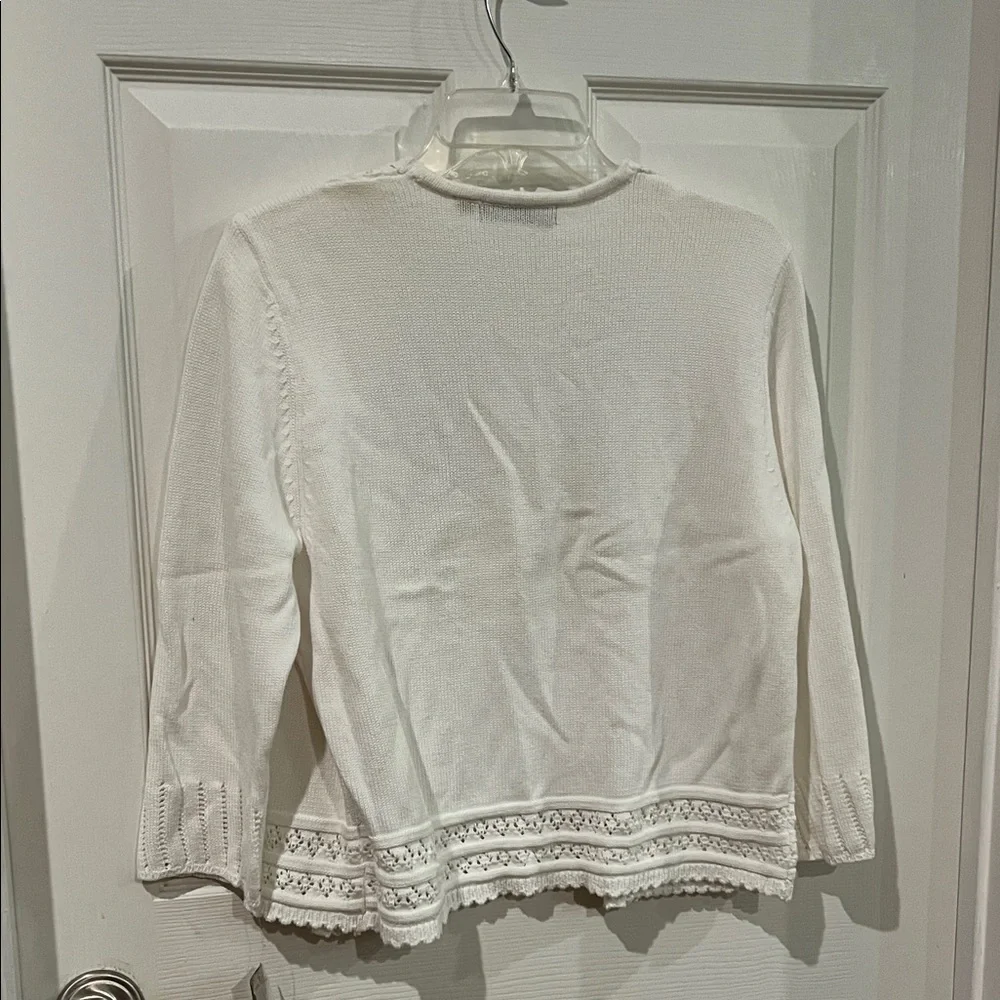 Notations Ivory Lace-Trim Cardigan - Picture 6 of 6